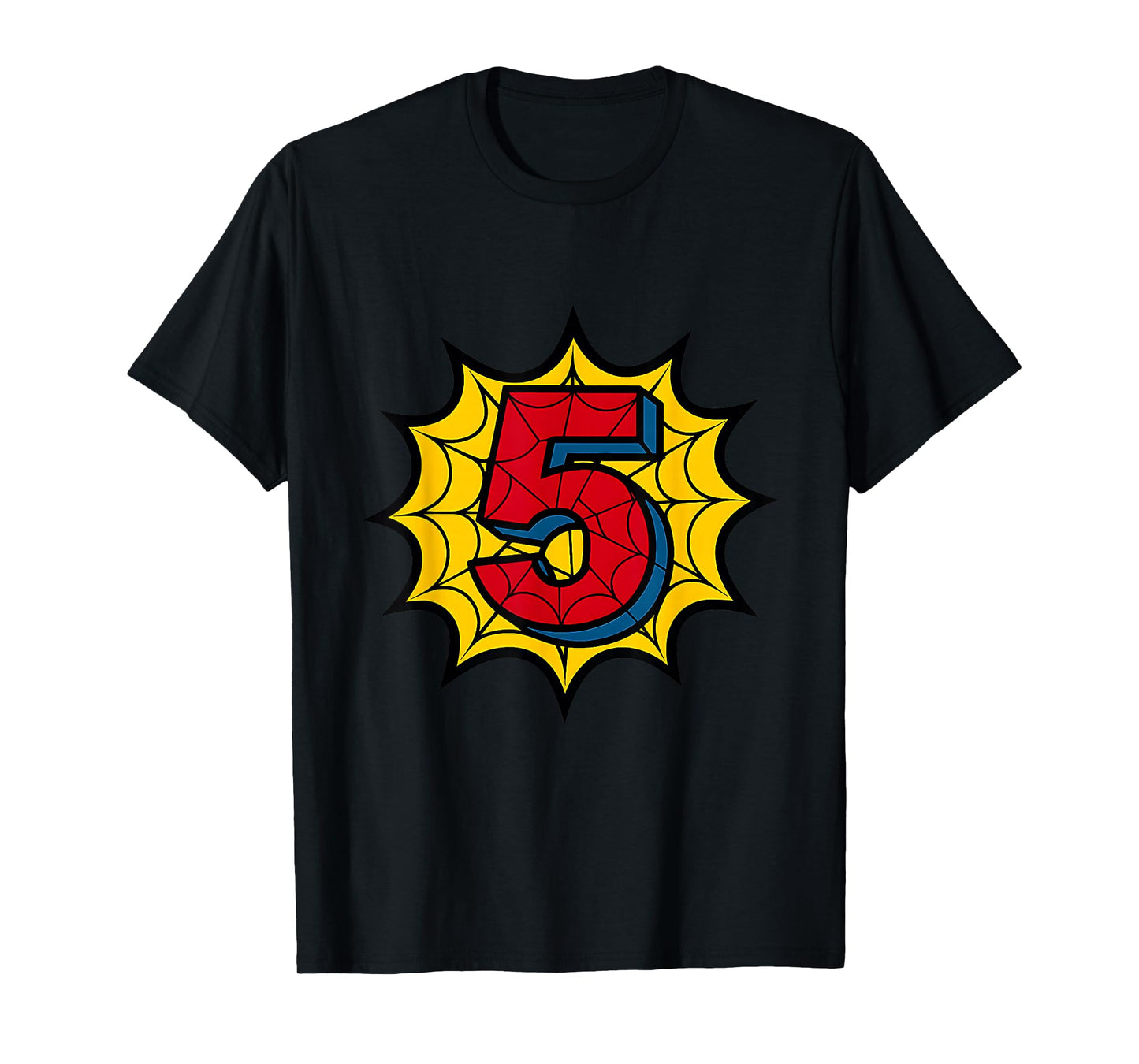 Kids 5th Birthday Spider Theme Party 5 Year Old Boys Youth T-Shirt