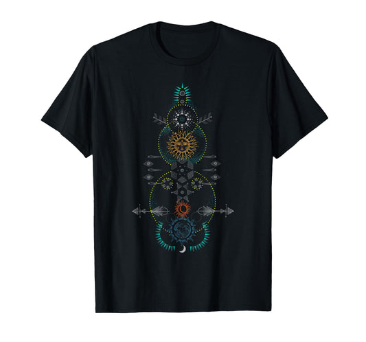 Sacred Geometry T-Shirt - Earth Sun and Moon T-Shirt T-Shirt