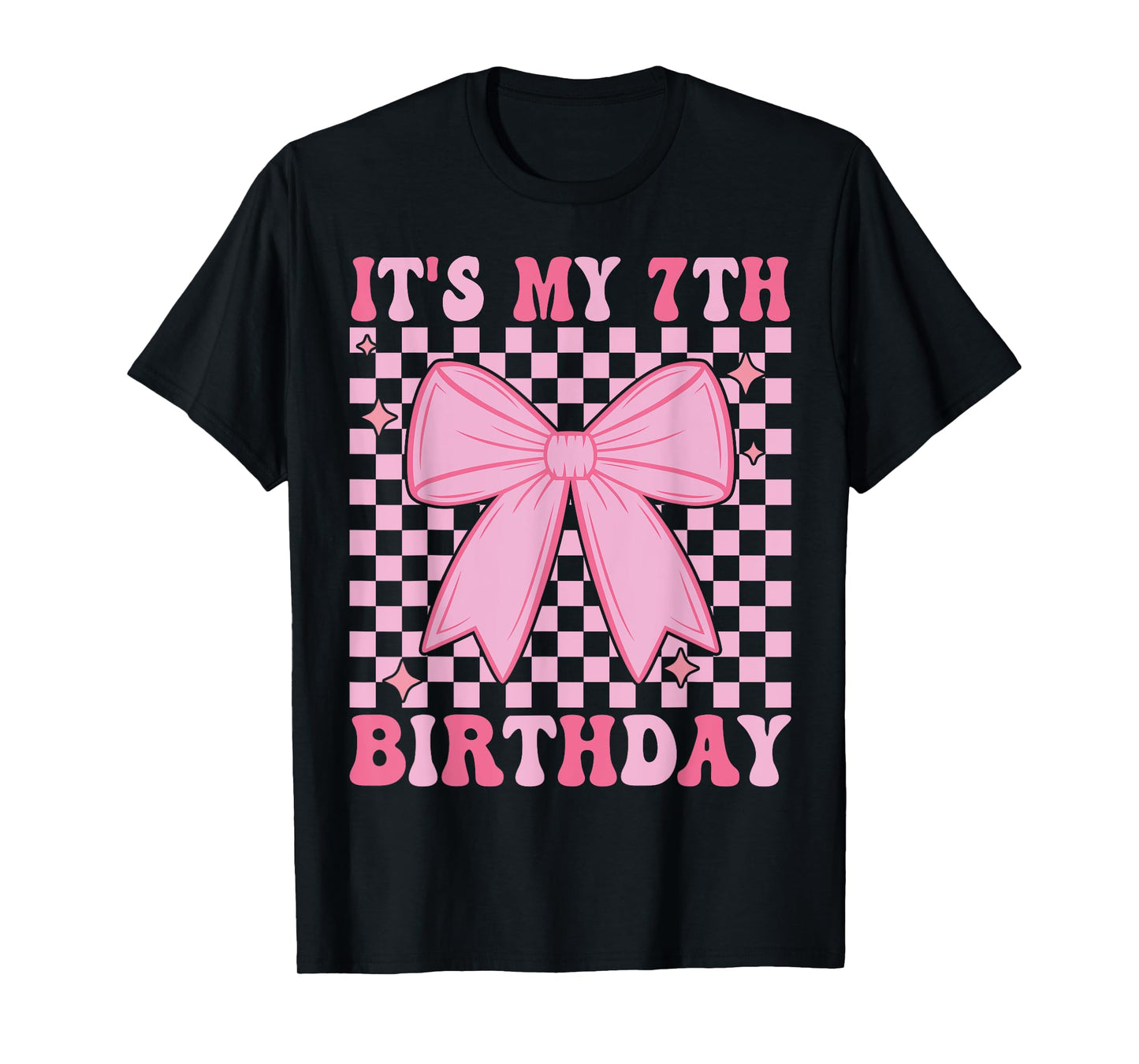 7th Coquette Themed Birthday Seven Year Old Girl Bow T-Shirt