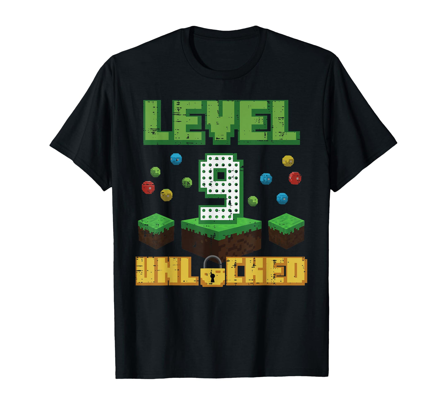 Level 9 Unlocked Pixel Gamer 9th Birthday Gaming Boys Kids T-Shirt