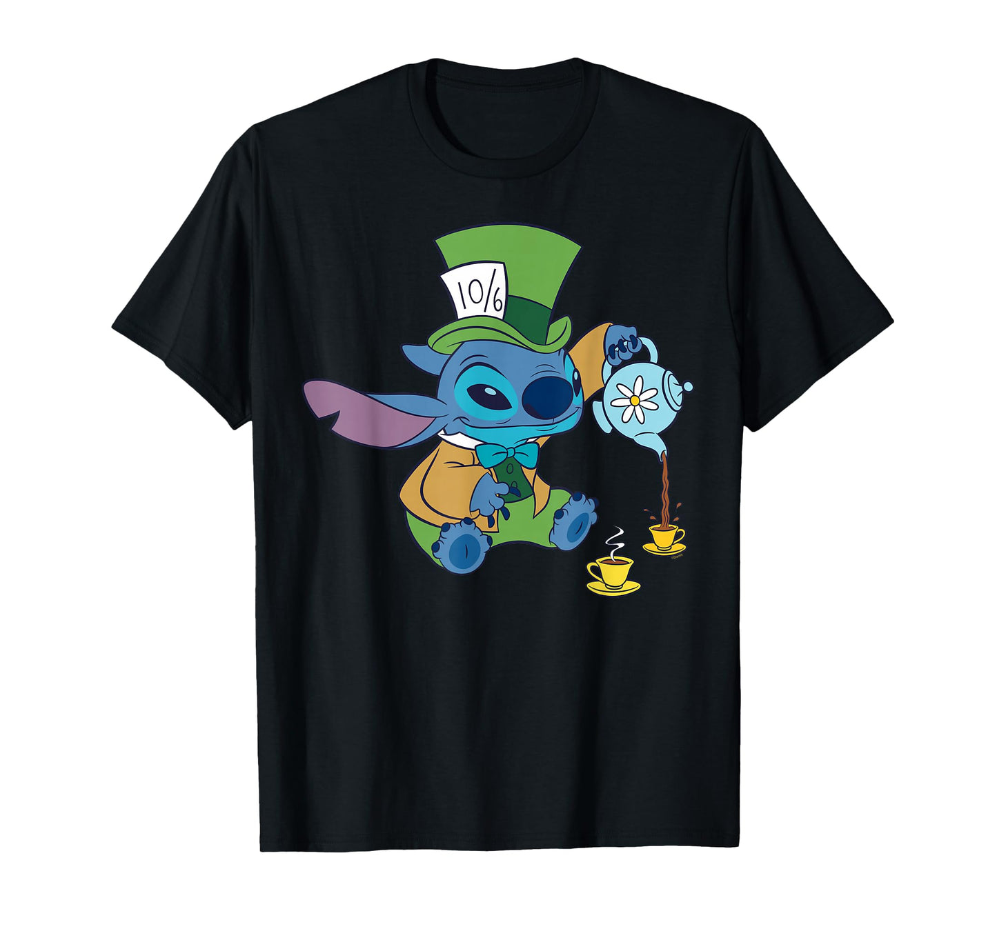 Disney Stitch in Mad Hatter Costume Halloween Wonderland T-Shirt