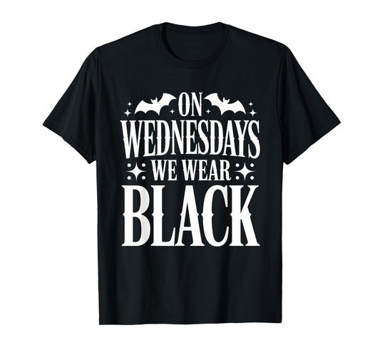 On Wednesdays We Wear Black Halloween Witch Spooky Season T-Shirt
