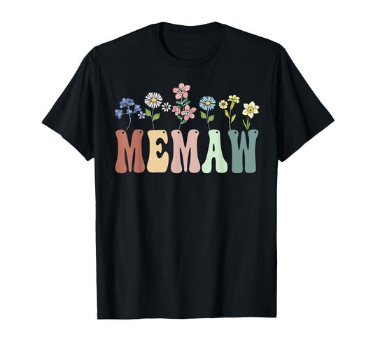 Memaw Gifts Women Wildflower Floral Design Memaw T-Shirt