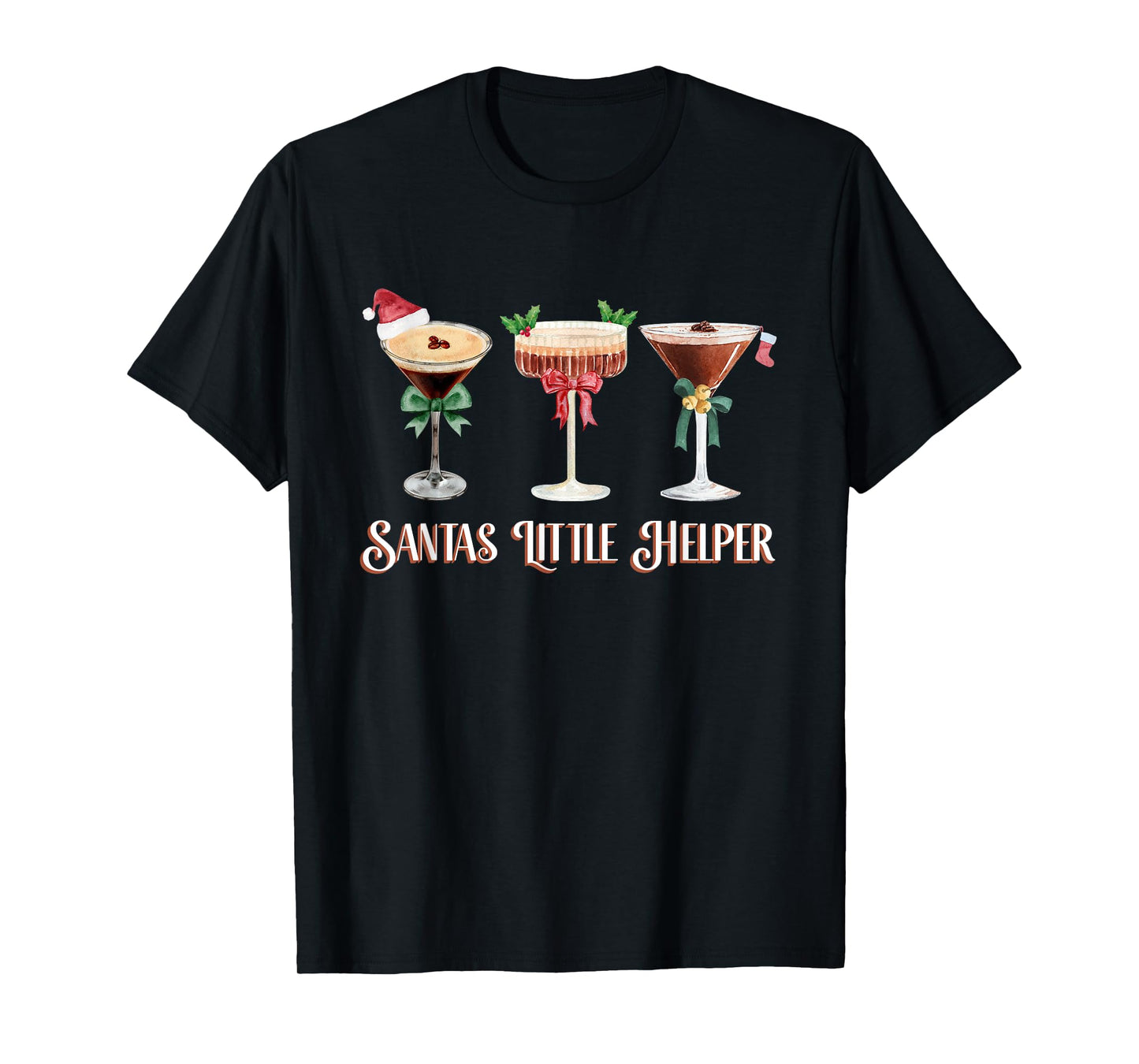 Santa's Little Helper Espresso Martini Christmas Cocktail T-Shirt