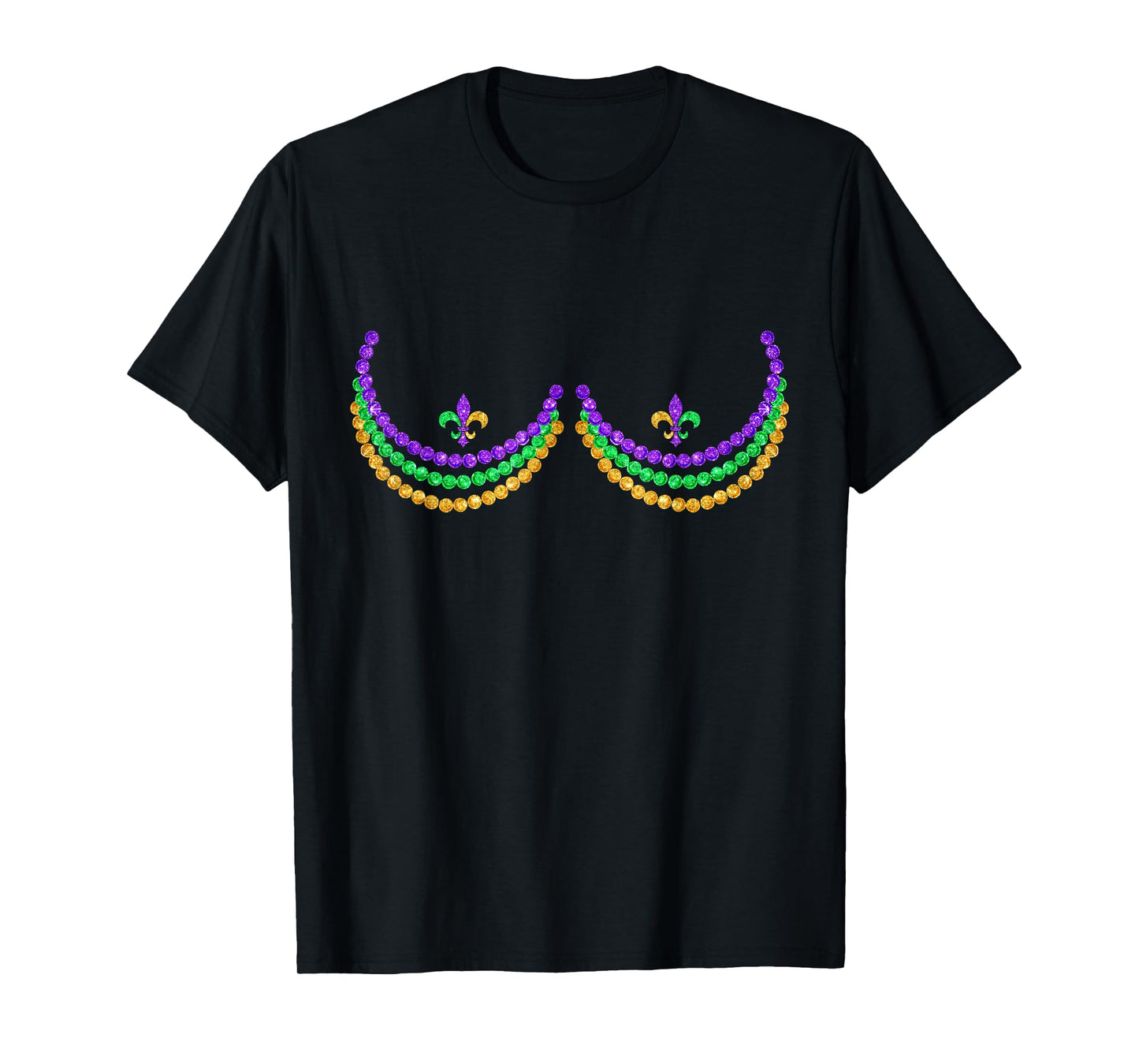 Boobshirt Mardi Gras Funny Beads Boobs Outline Costume Humor T-Shirt