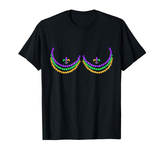 Boobshirt Mardi Gras Funny Beads Boobs Outline Costume Humor T-Shirt
