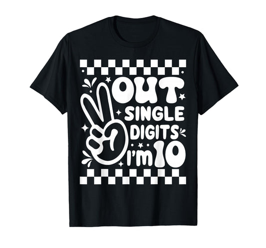 Funny Peace Out Single Digits I'm 10 Year Old 10th Birthday T-Shirt