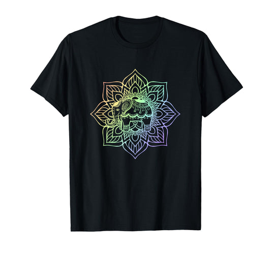 Rainbow Elephant Mandala | Spiritual New Age Buddhist Yoga T-Shirt