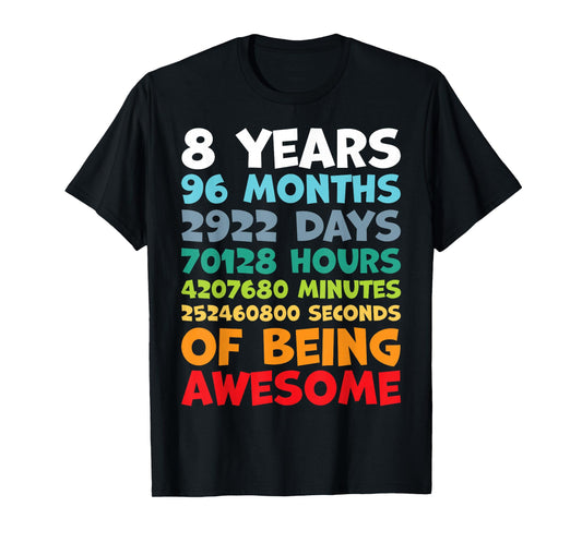 8 Year Old BDay Decorations Son Boy 8yr 8th Birthday T-Shirt