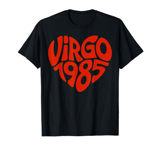 Virgo 1985 Zodiac Sign Astrology Retro Heart Birthday T-Shirt