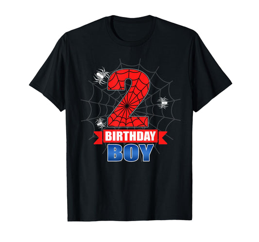Spider Web 2 Years Old It's My 2nd Birthday Boy Party T-Shirt
