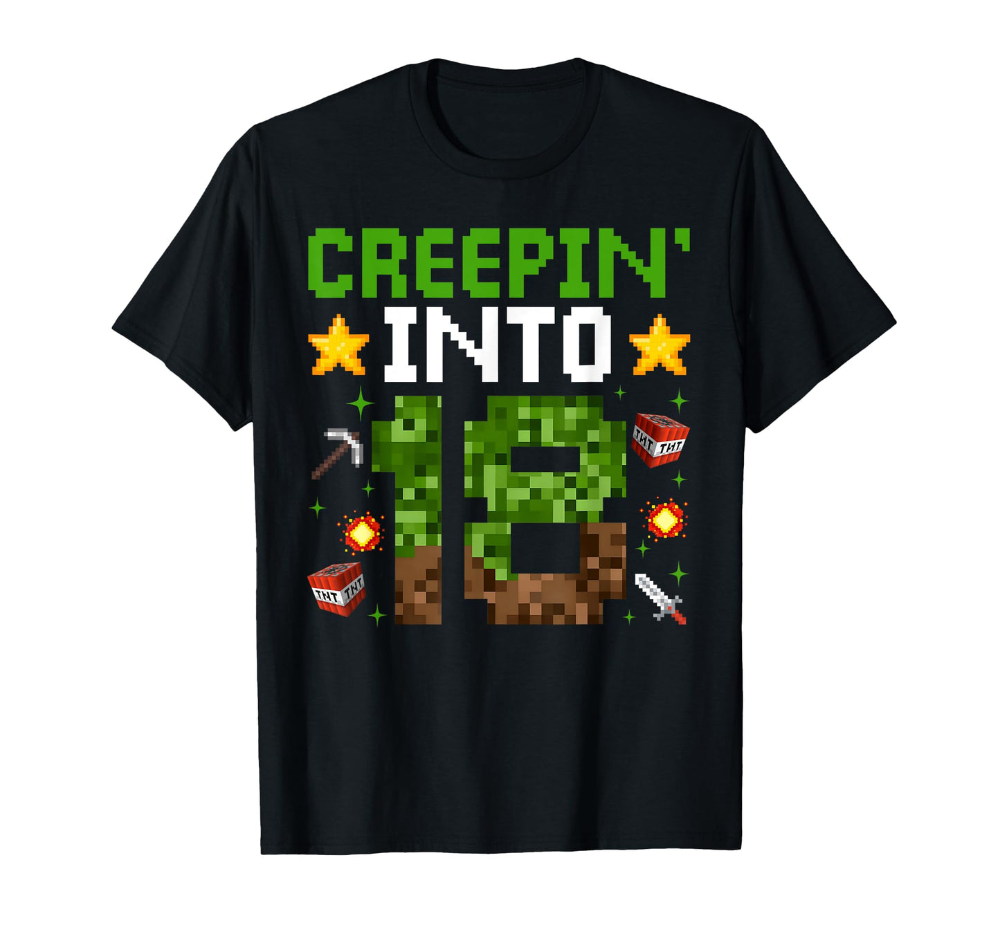18th Birthday Gamer Pixel Creepin’ Into 18 Video Game Party T-Shirt