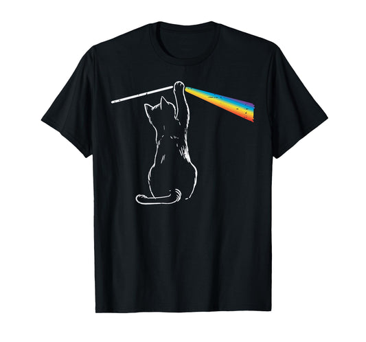Cat Rainbow Light Cool Prism Science Spectral Men Women Kids T-Shirt