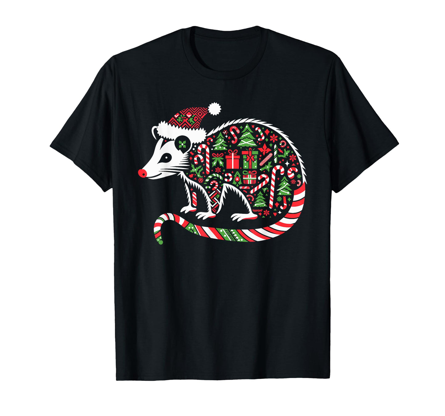 Christmas Tree Candy Possum Santa Christmas Womens Mens Kids T-Shirt
