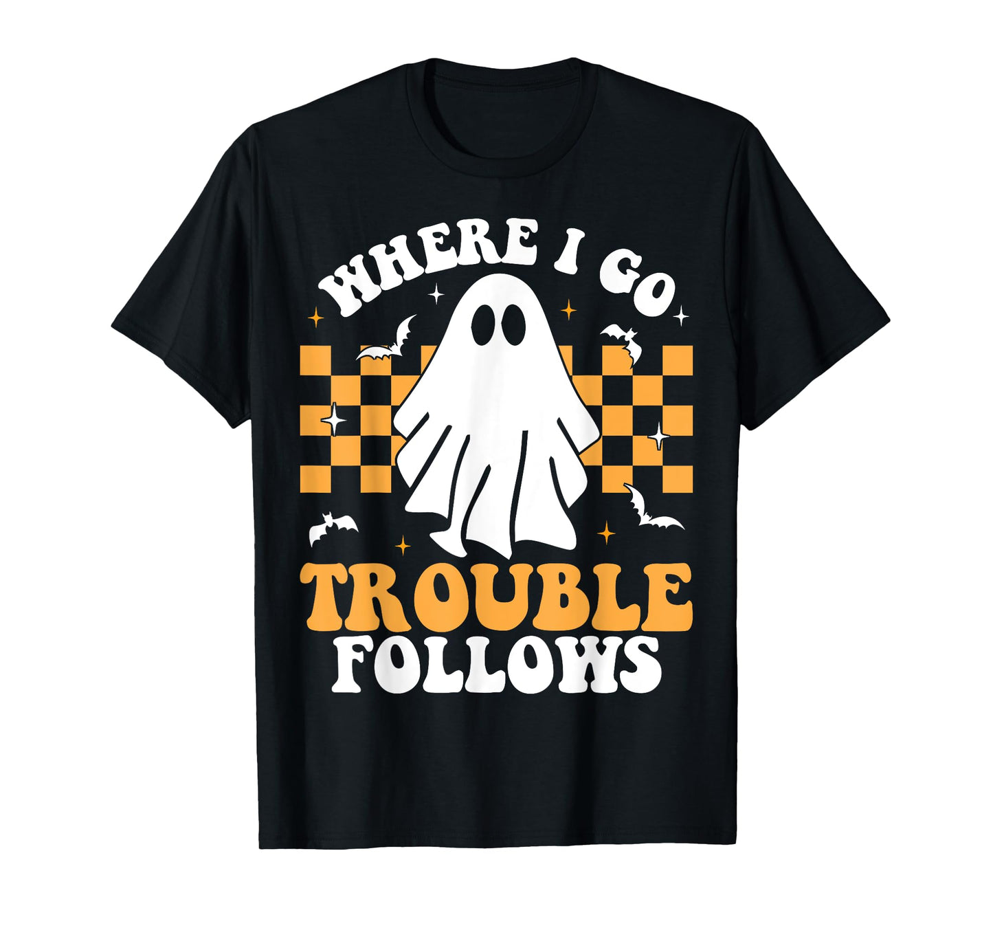Where I Go Trouble Follows Matching Halloween Pajama Couples T-Shirt
