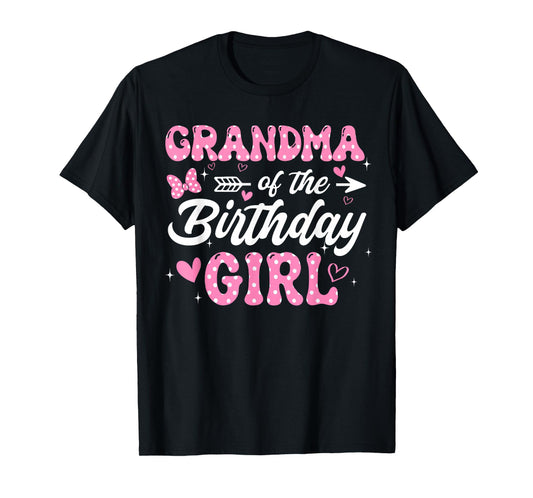 Grandma of The Birthday Pink Girl Matching Family T-Shirt
