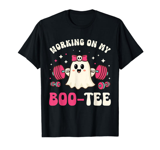 Working on My Boo tee Funny Gym Halloween Dead Lift Ghost T-Shirt