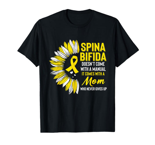 Spina Bifida Awareness Mom Mother Sunflower Yellow Ribbon T-Shirt