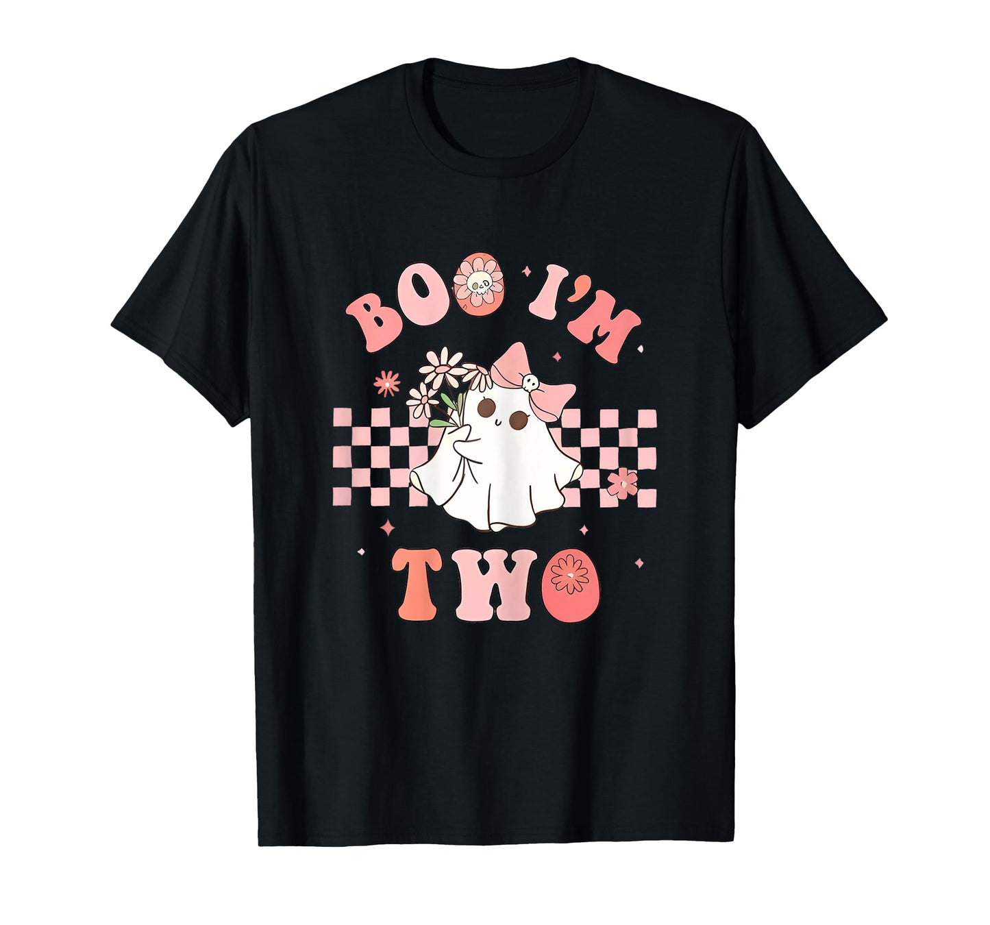 Boo I'm Two Ghost Pink Bow 2nd Birthday Halloween Girls T-Shirt