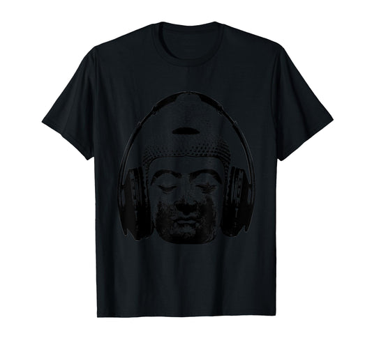 Chilling Buddha with Headphones Music DJ T-Shirt
