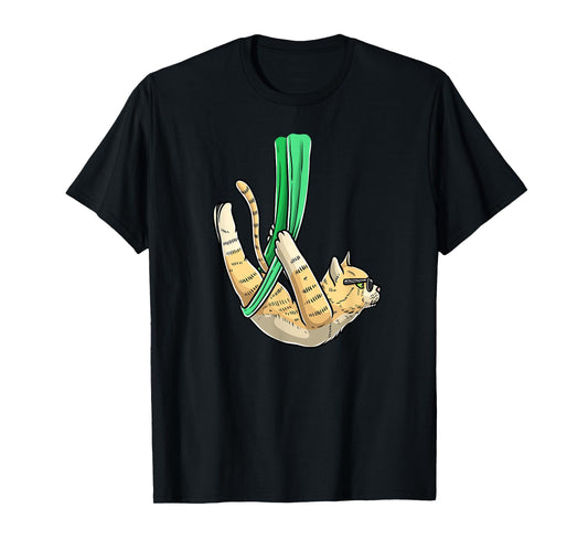 LuvAerialMal Aerial Cat Yoga T-Shirt, Small, Black