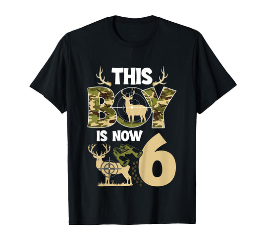 6th Hunting Birthday Party 6 Year Old Hunter Birthday T-Shirt
