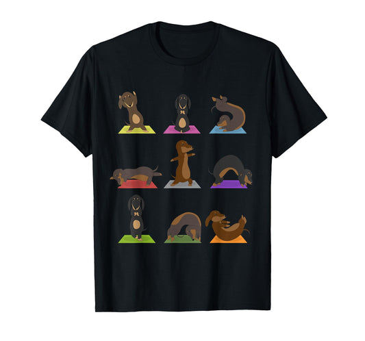Yoga Dachshund Funny Meditation Dog Lover Zen Men Women T-Shirt