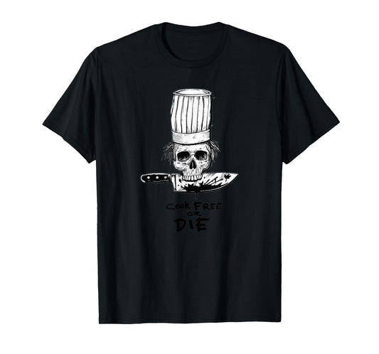 Bourdain Cook Free Or Die Funny Skull Chef Food T-Shirt