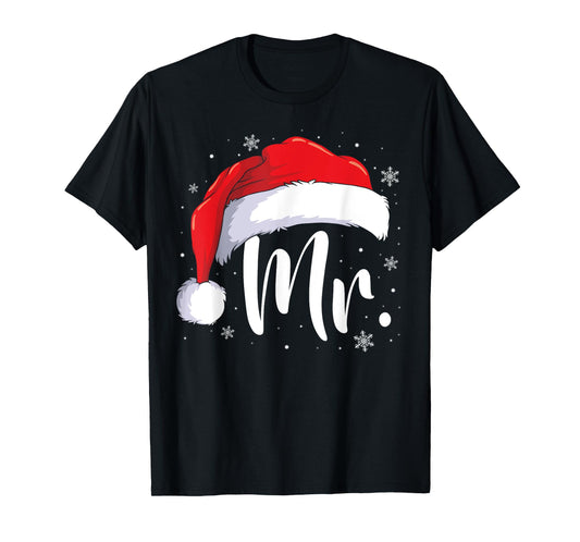 Mr and Mrs Claus Couples Matching Christmas Pajamas Santa T-Shirt