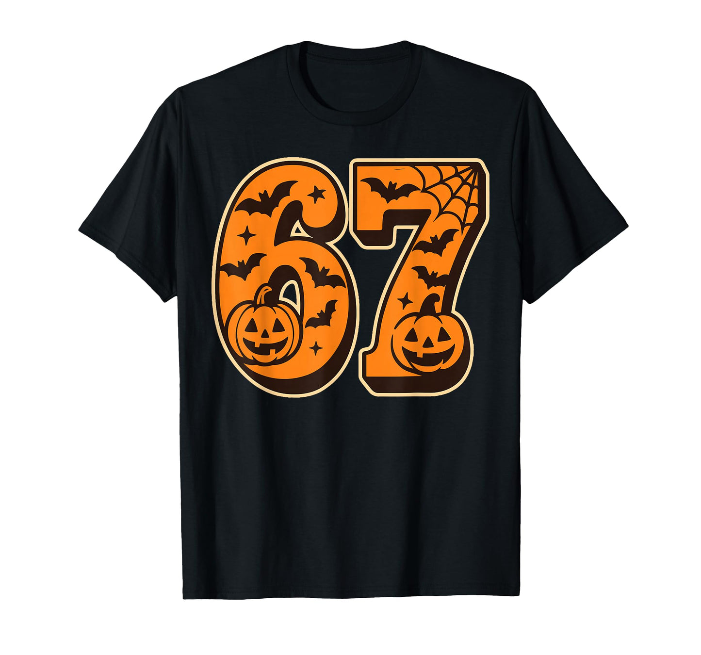 Halloween Six Seven Meme 6 7 Pumpkin Ghost Spooky Costume T-Shirt