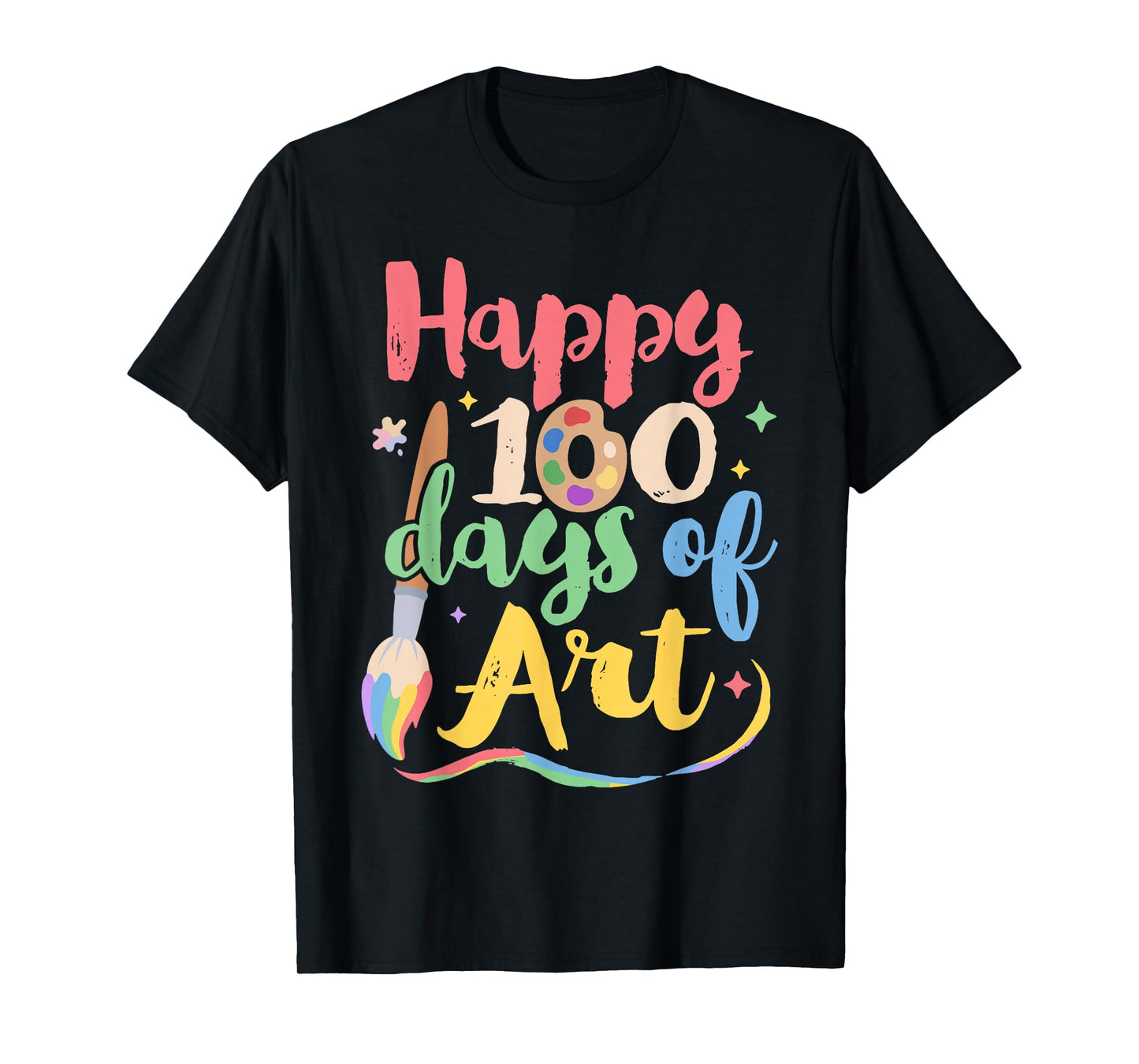 100 Days of School Art Teacher Art Lover 100th Day of Art T-Shirt