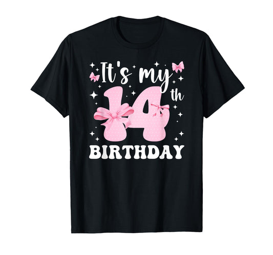 14th Coquette Themed Birthday Fourteen Year Old Girl Bow T-Shirt