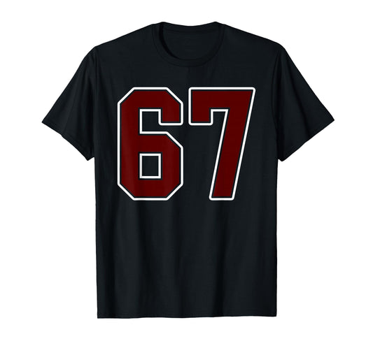 Maroon and White Number 67 Jersey Player Uniform #67 Fan T-Shirt