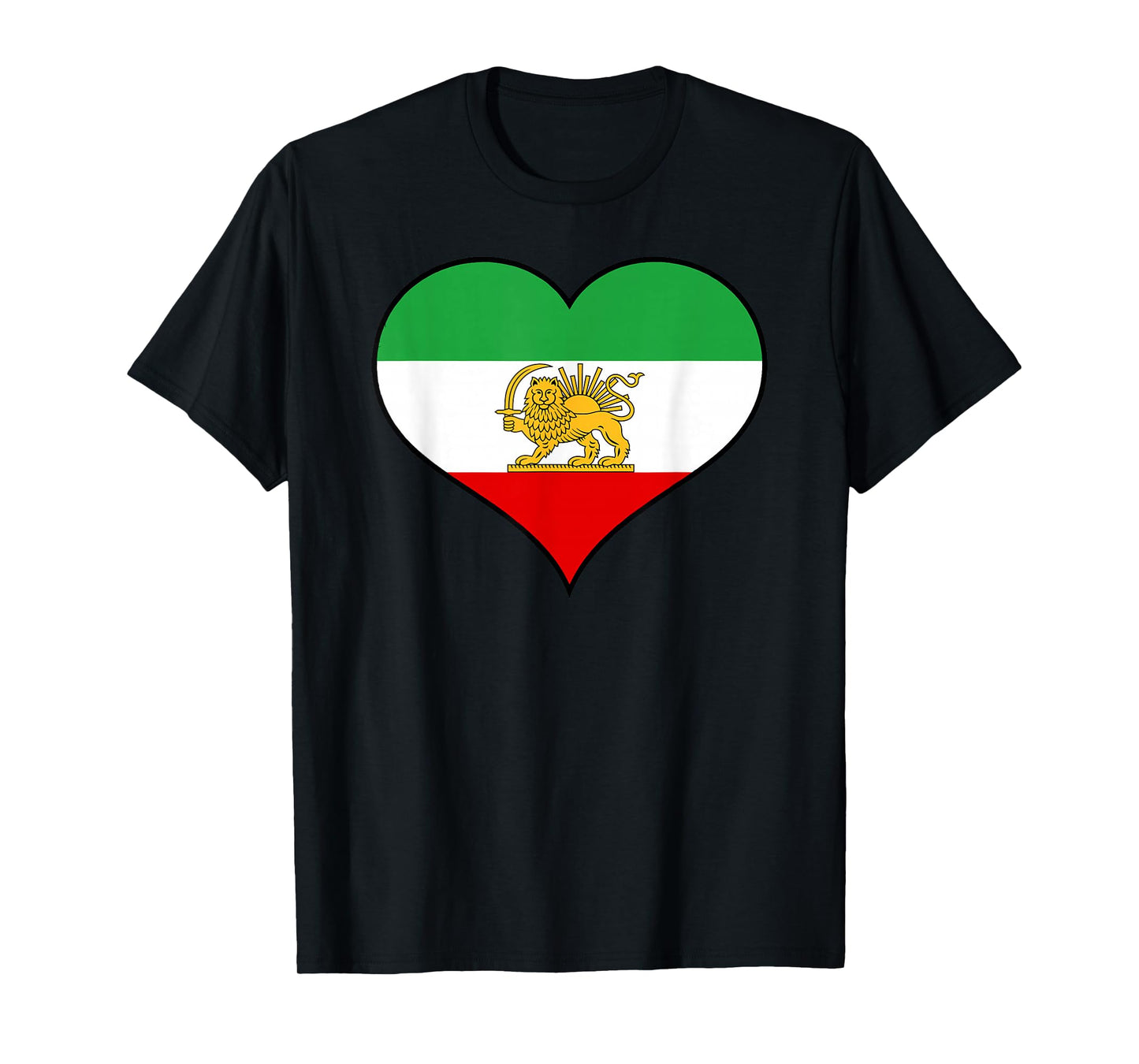Iranian or Persian Flag Distressed Within Heart Shape T-Shirt