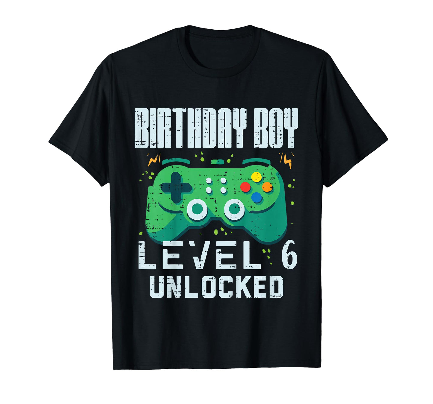 Birthday Boy Level 6 Unlocked Gamer Controller 6th Bday Boys T-Shirt