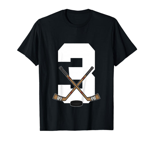 Kids Ice Hockey Kids Toddler Boys 3rd Birthday Ice Hockey T-Shirt