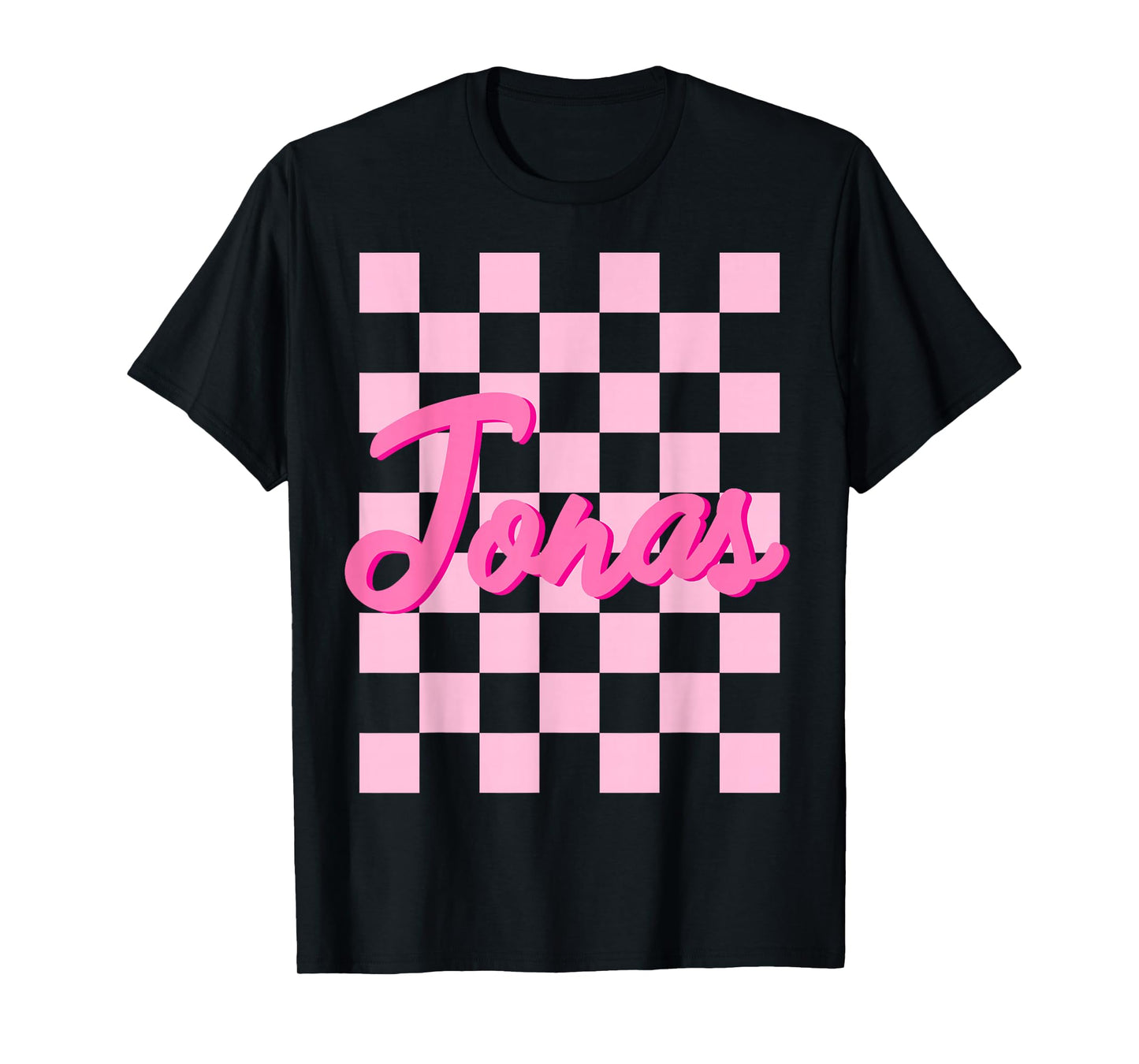 First Names Apparel Personalized Retro Jonas T-Shirt - Unisex-Adults, Unisex-Kids, Black, Small