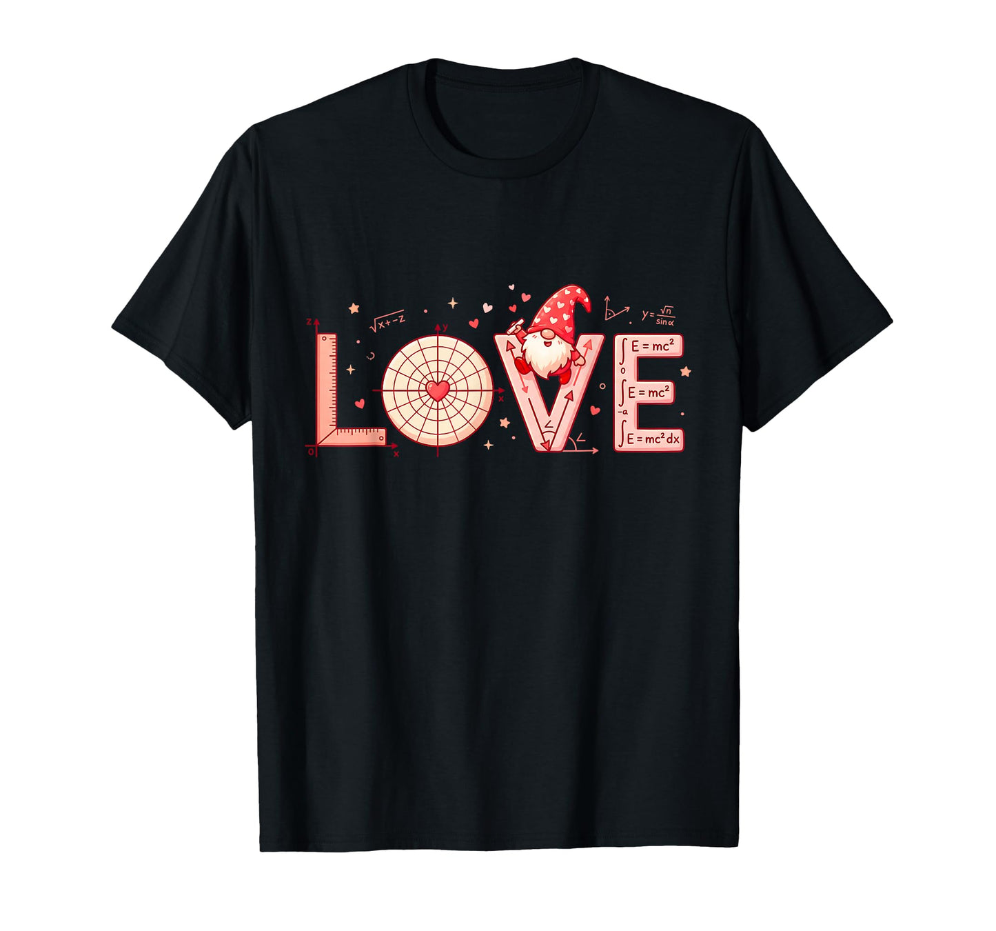 Math Love Gnome Valentine Shirt Cute Gnome Teacher Design T-Shirt