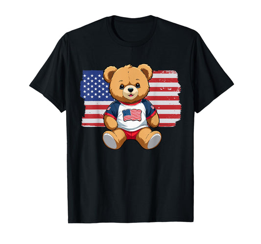 America US Flag Teddy Bear Patriot T-Shirt