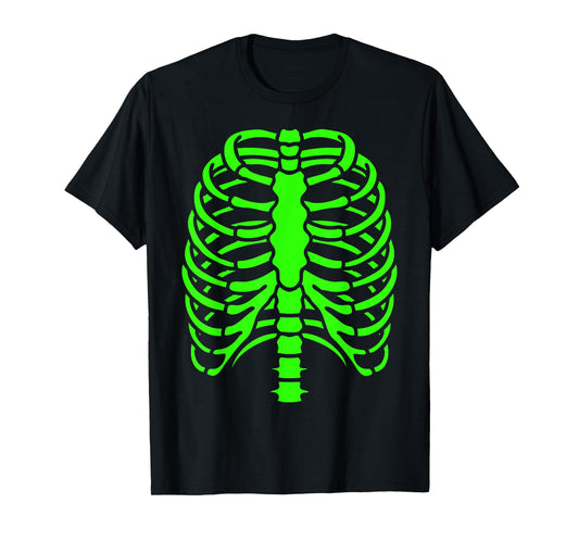 Fun Cool Green Skeleton Rib Cage Halloween T-Shirt
