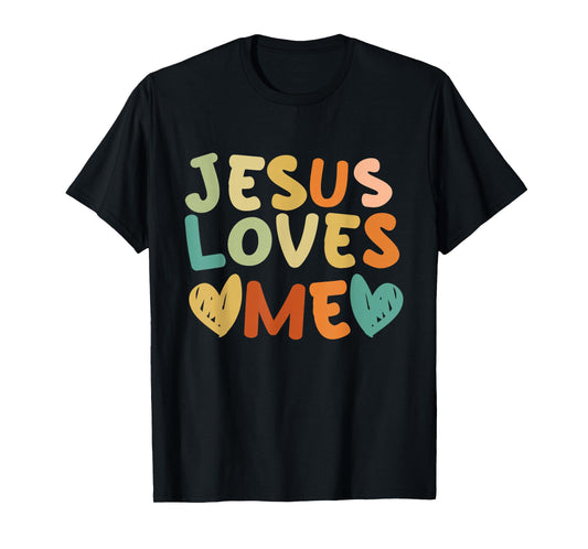 Groovy Jesus Loves Me Biblical Christian Church Retro T-Shirt