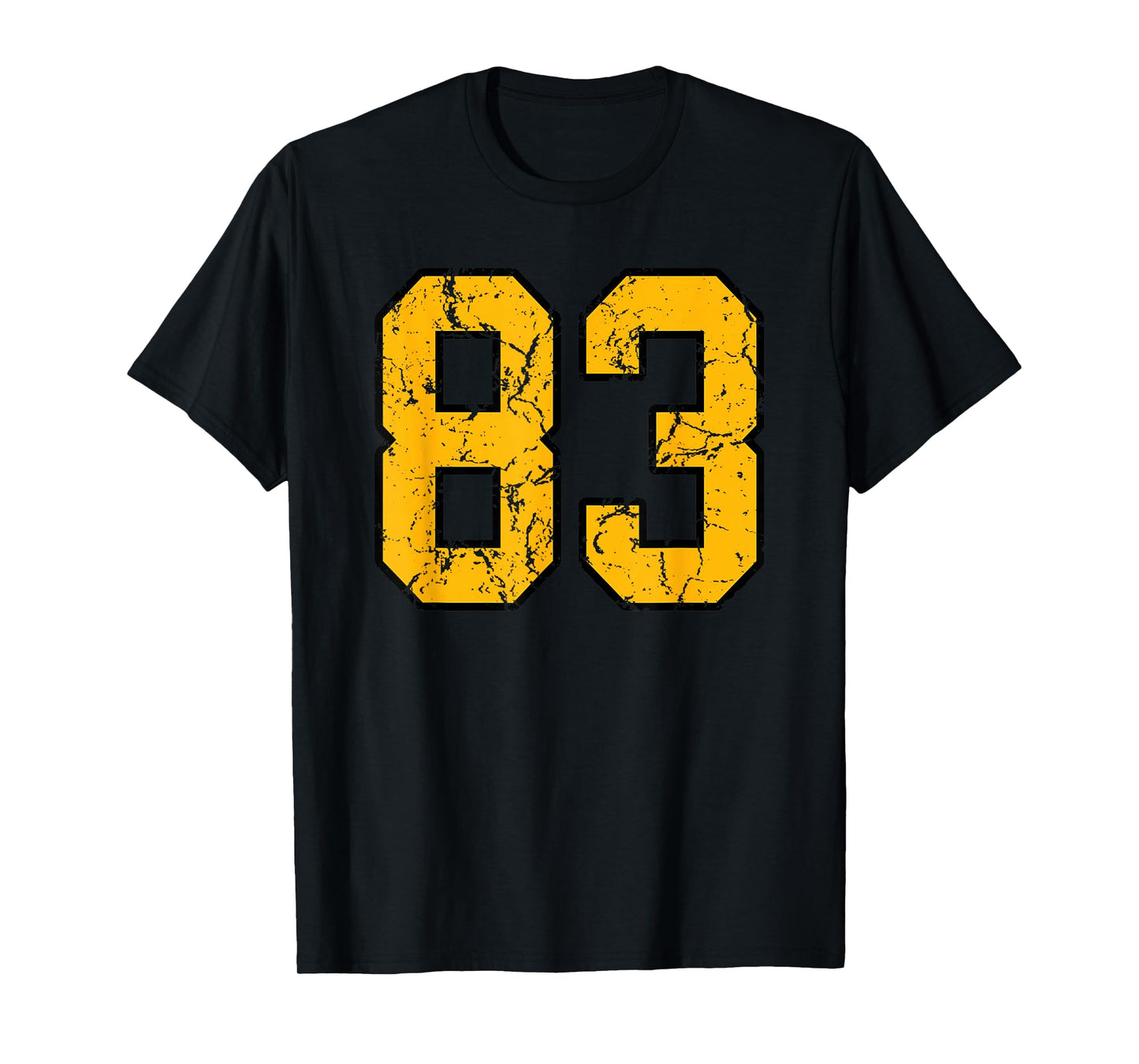Gold and Black Sports Number 83 Jersey Uniform Player T-Shirt