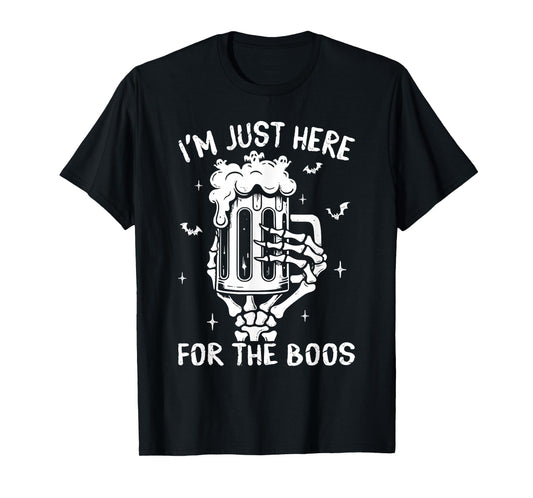 I'm Just Here For The Boos Skeleton Funny Halloween Costume T-Shirt