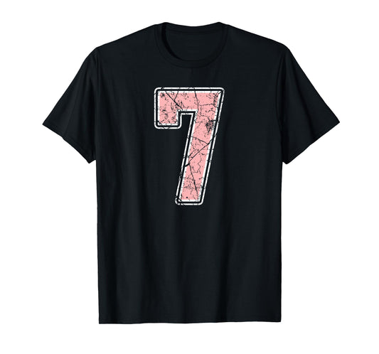 Pink and White Number 7 Jersey Player Uniform #7 Fan T-Shirt