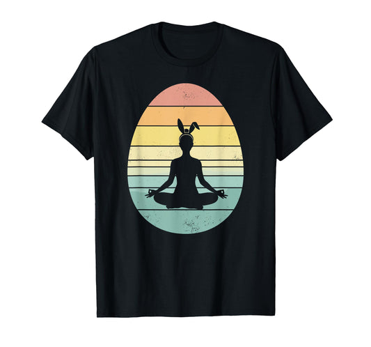 Retro Yoga Easter Egg Easter Day Mediation Womens Mens Kids T-Shirt
