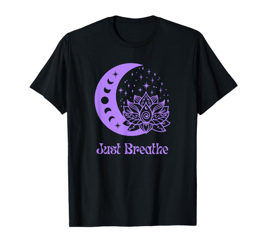 Yogi Purple Moon Phase Yoga Meditation Just Breathe Women's T-Shirt