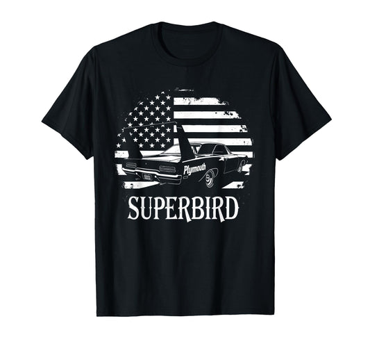 Old School Plymouth Superbird Classic car American Flag T-Shirt