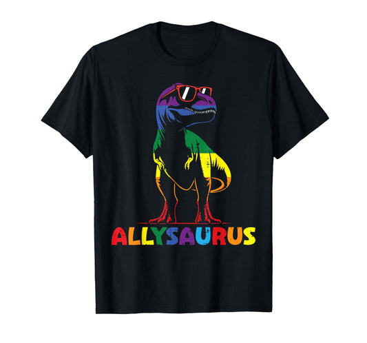 Gay Pride Month Allysaurus Dino Trex LGBTQ Ally Boys Kids T-Shirt