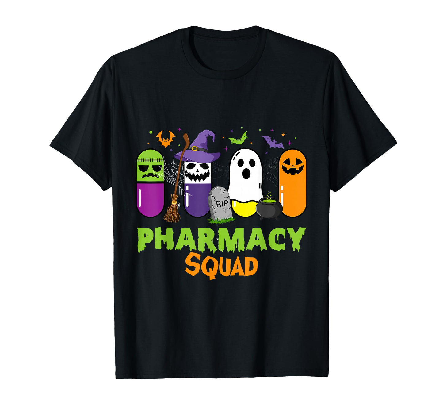 Funny Halloween Pills Pharmacy Squad Costume Pharmacist Tech T-Shirt