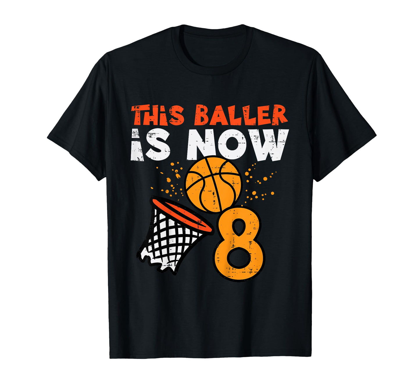 This Baller Is Now 8 Basketball 8th Birthday Bday Boys Kids T-Shirt
